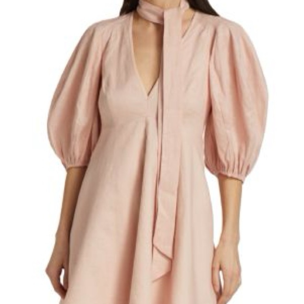 Zimmermann Blush Pink Mini Dress with Puff Sleeves